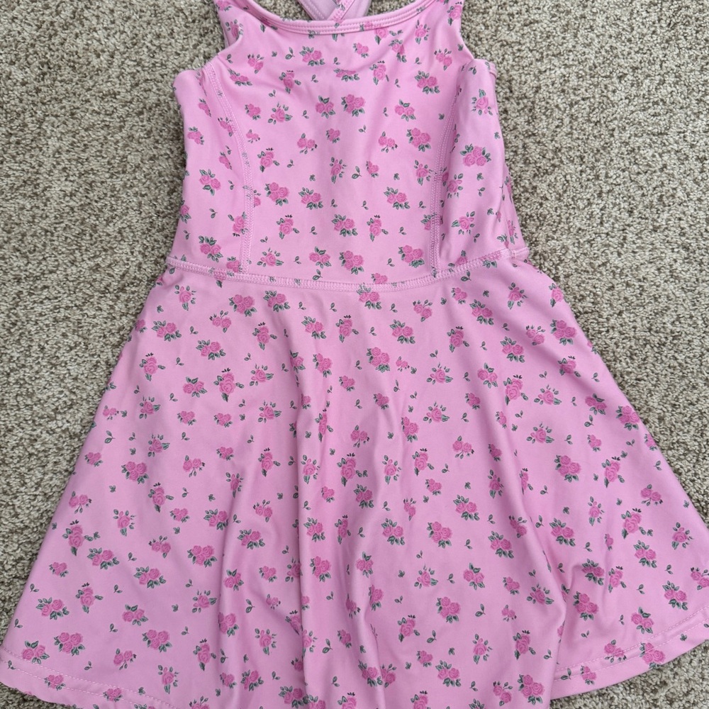 Girls' Pink Floral Athletic Tank Dress